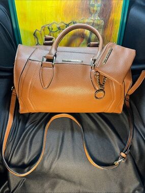“StayTogether”Steve Madden Tan Leather Satchel with Removable Crossbody Strap!!